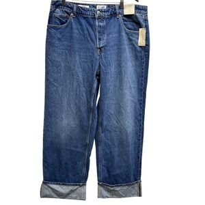 Universal Thread Cuffed Jeans Women 17 Regular Mid Rise 90's Baggy Button Fly